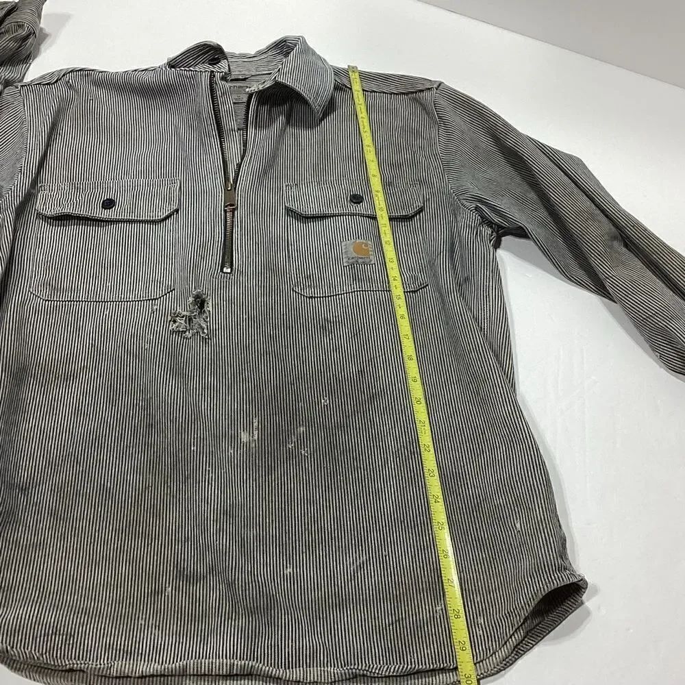 Carhartt Roached Pullover Striped Blue and White Work Shirt - Picture 10 of 12